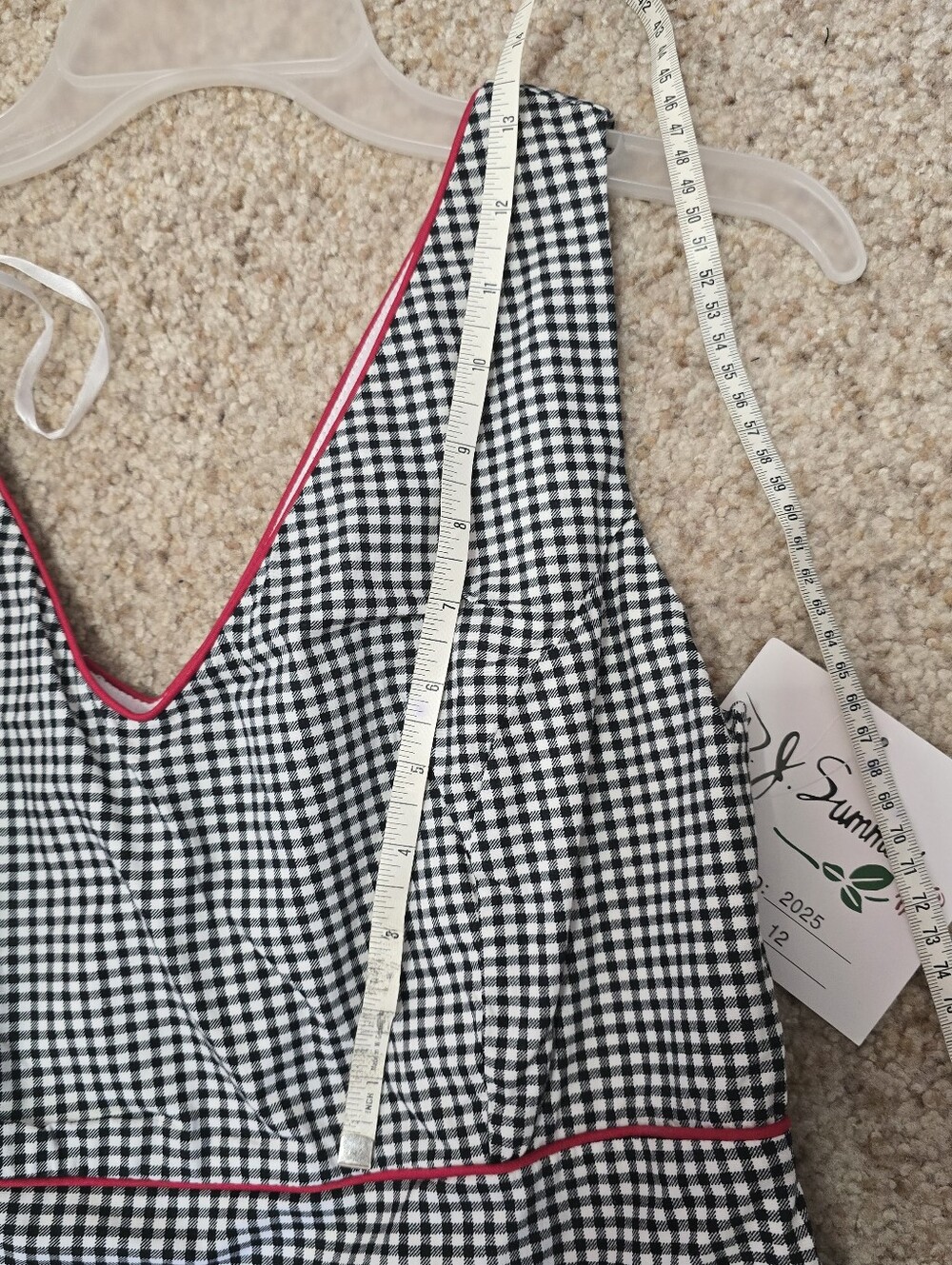 D.J. Summers Gingham Dress with Red Trim - Black and White, size 12 - Picture 7 of 7